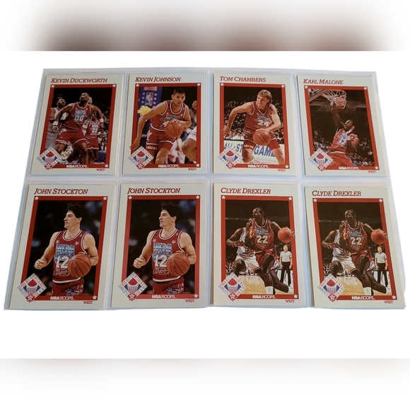 1991 WEST RAW MINT NBA HOOPS ALLSTAR KEVIN DUCKWORTH CLYDE DREXLER JOHN STOCKTON - Picture 2 of 8